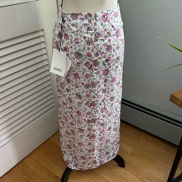 ISABEL MARANT Womens Skirt 40 US Large Lisanne Ditzy Floral Asymmetric Midi - Picture 6 of 12